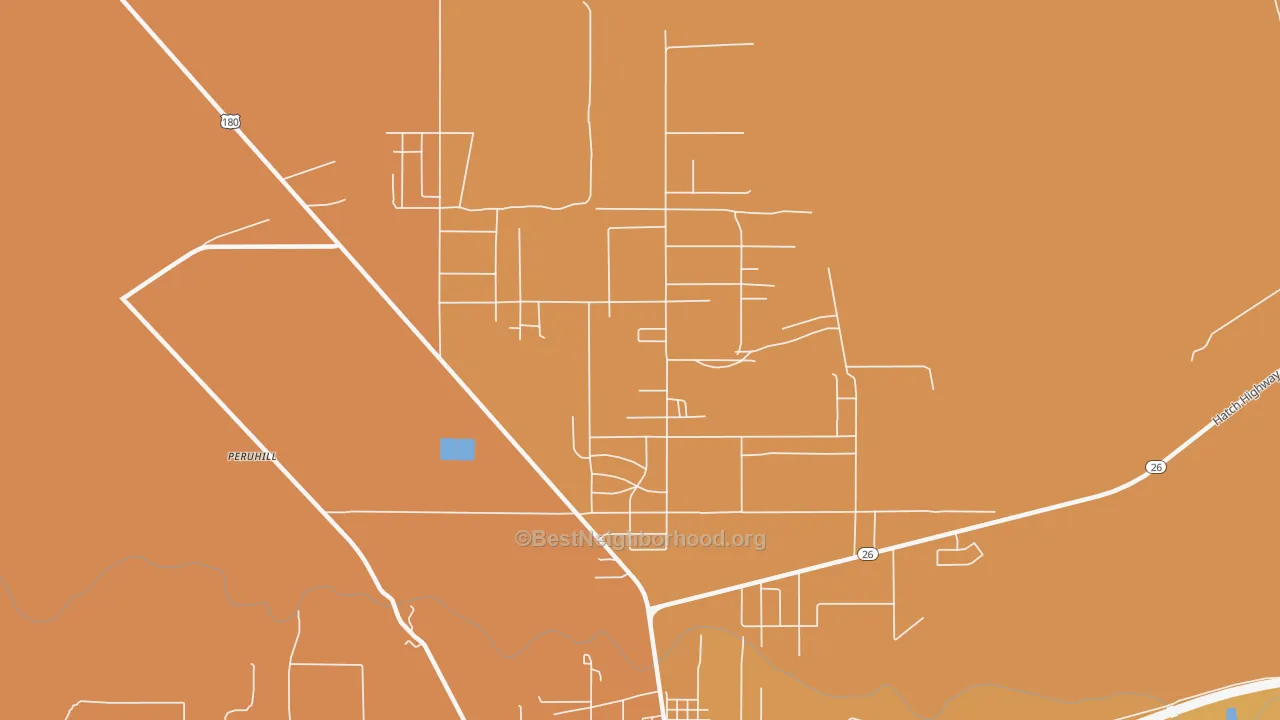 Map of the best neighborhoods in the Keeler Farm area, with better matches in green and worse matches in red