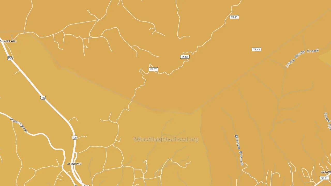 Map of the best neighborhoods in the Keenburg area, with better matches in green and worse matches in red