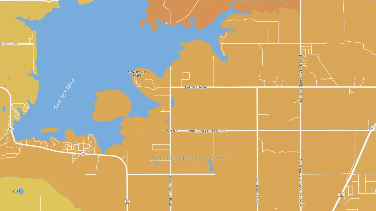 Map of the best neighborhoods in the Keetonville area, with better matches in green and worse matches in red
