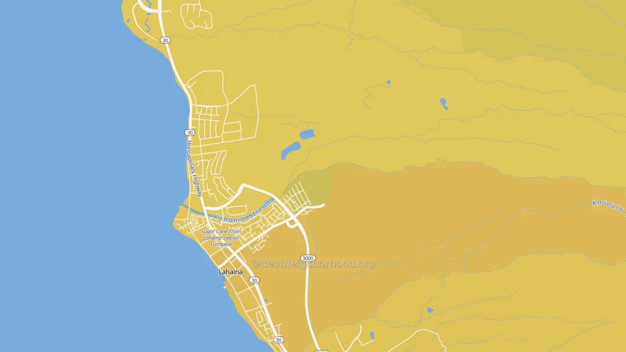 Map of the best neighborhoods in the Kelawea area, with better matches in green and worse matches in red