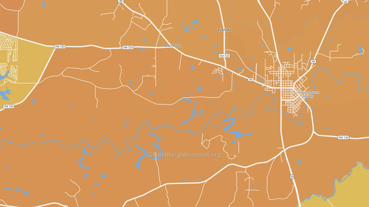 Map of the best neighborhoods in the Kellyville area, with better matches in green and worse matches in red