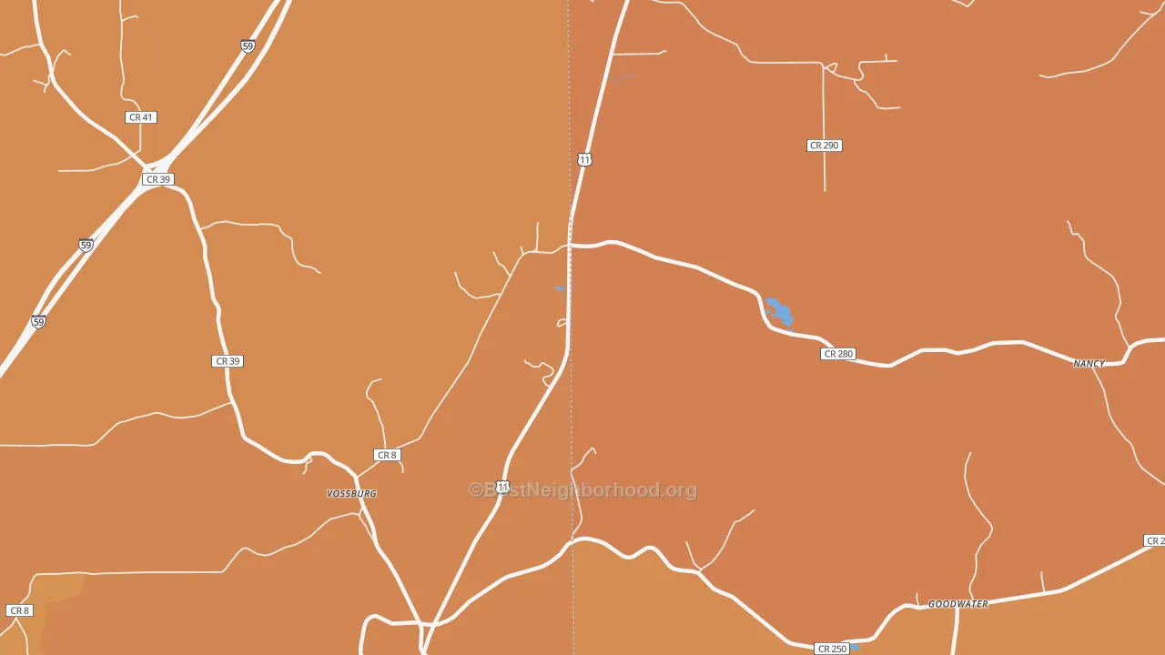 Map of the best neighborhoods in the Kelona area, with better matches in green and worse matches in red