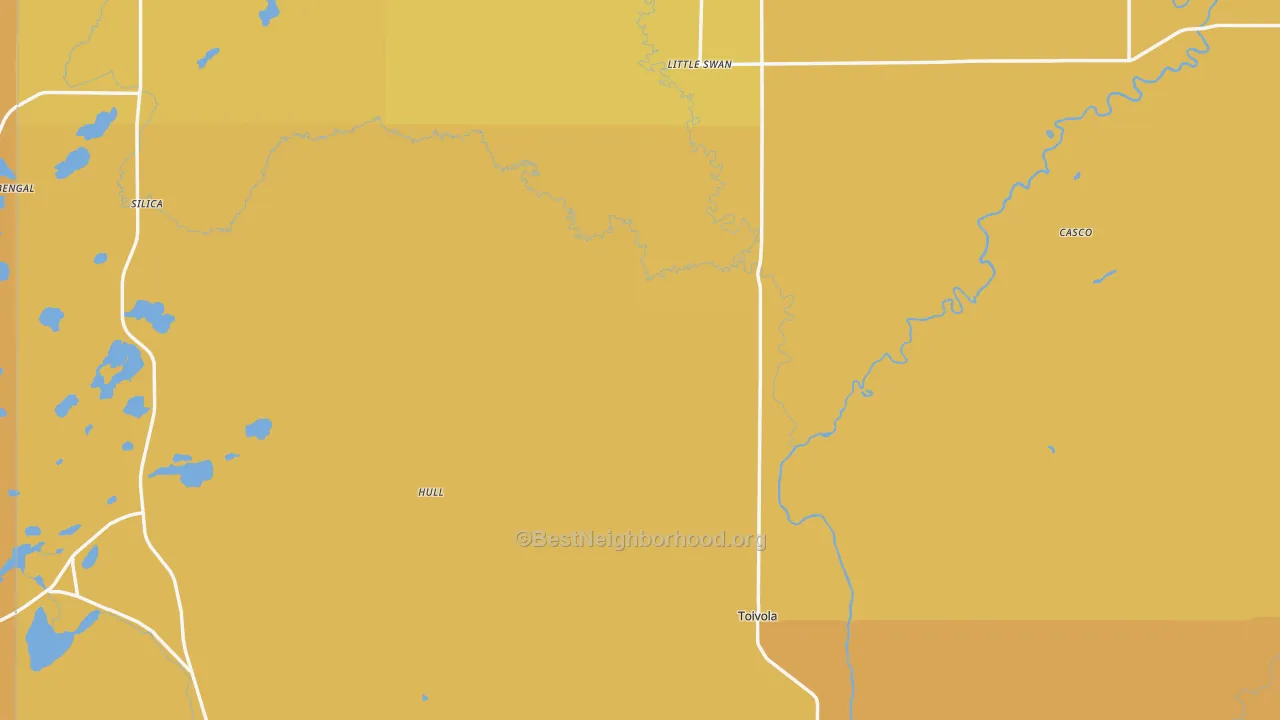 Map of the best neighborhoods in the Kelsey area, with better matches in green and worse matches in red
