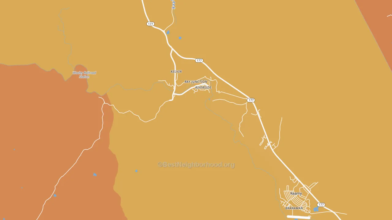 Map of the best neighborhoods in the Kelvin area, with better matches in green and worse matches in red