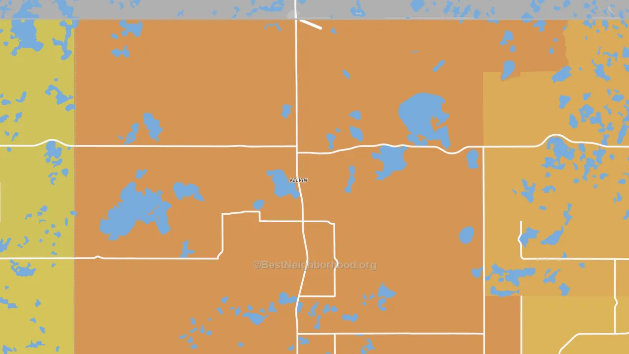 Map of the best neighborhoods in the Kelvin area, with better matches in green and worse matches in red