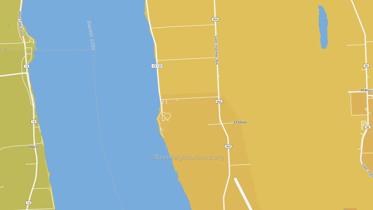 Map of the best neighborhoods in the Kendaia area, with better matches in green and worse matches in red