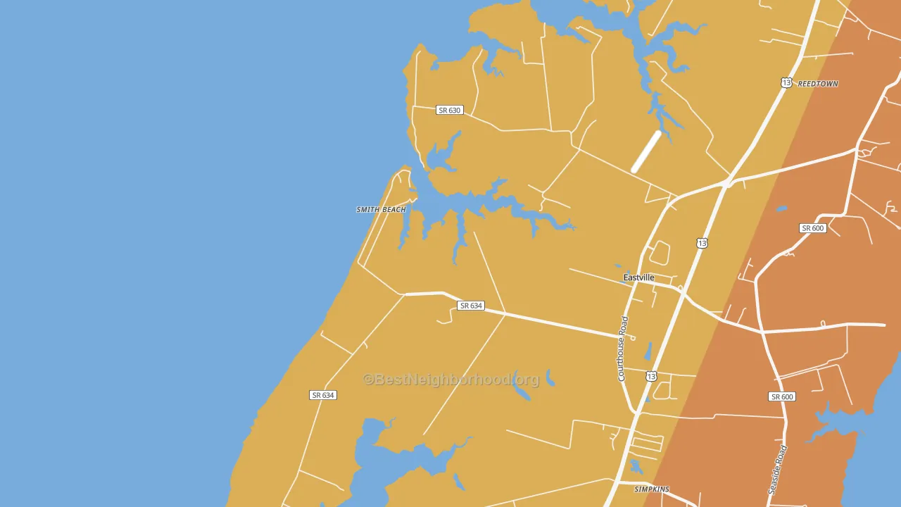 Map of the best neighborhoods in the Kendall Grove area, with better matches in green and worse matches in red