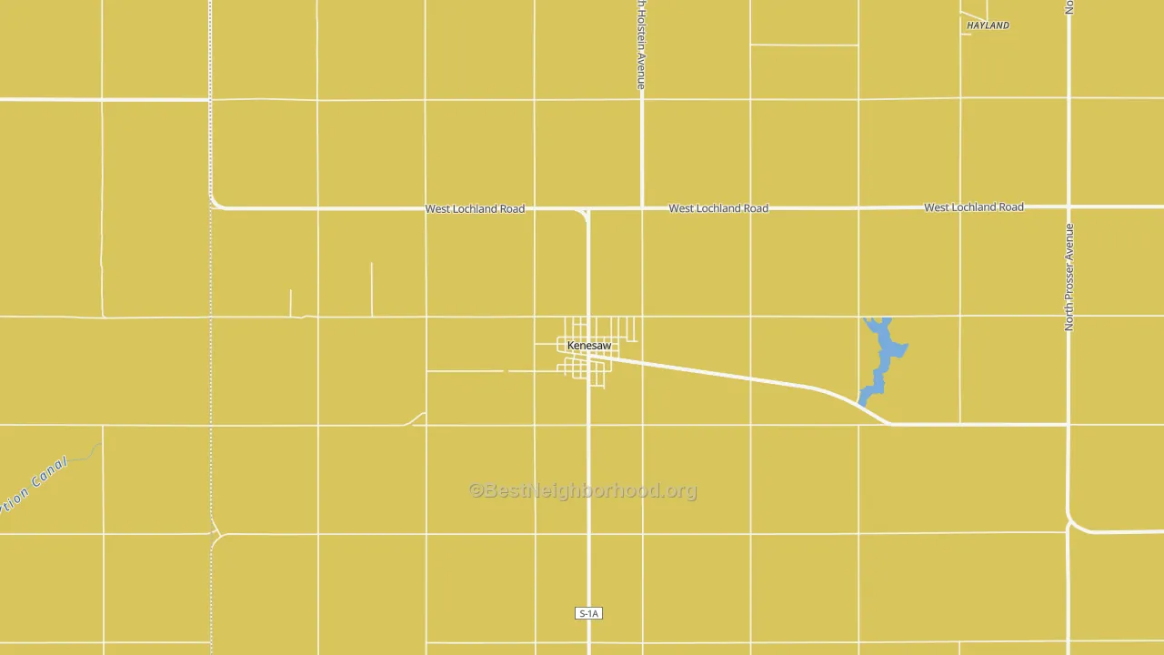 Map of the best neighborhoods in the Kenesaw area, with better matches in green and worse matches in red