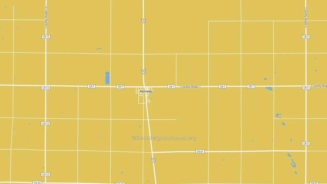 Map of the best neighborhoods in the Kennedy area, with better matches in green and worse matches in red