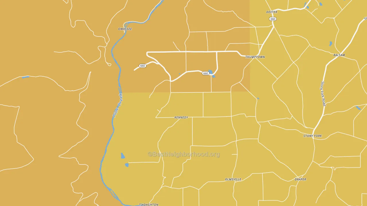 Map of the best neighborhoods in the Kennedy area, with better matches in green and worse matches in red