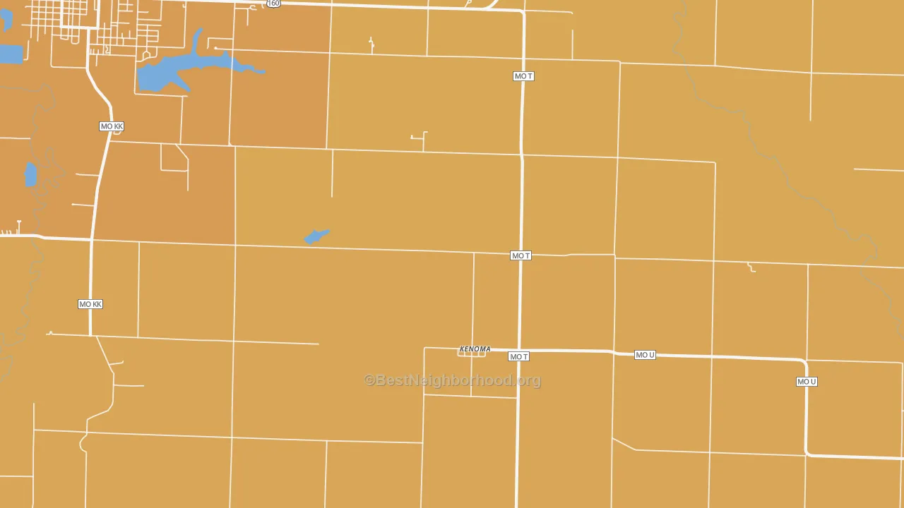 Map of the best neighborhoods in the Kenoma area, with better matches in green and worse matches in red