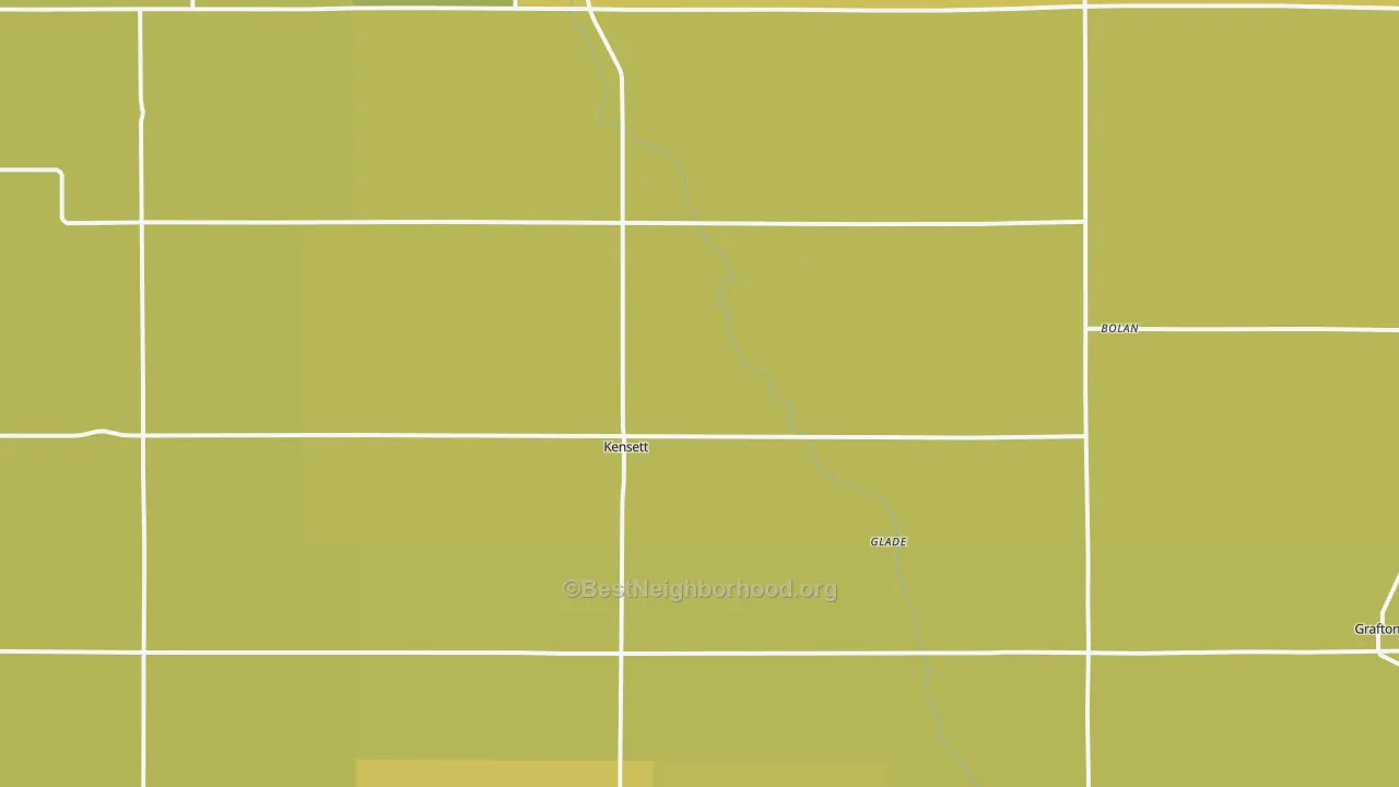 Map of the best neighborhoods in the Kensett area, with better matches in green and worse matches in red