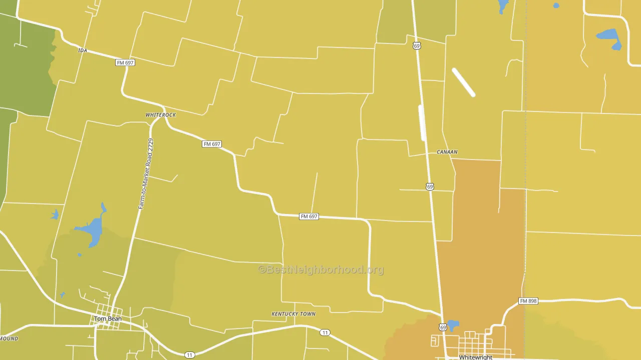 Map of the best neighborhoods in the Kentuckytown area, with better matches in green and worse matches in red