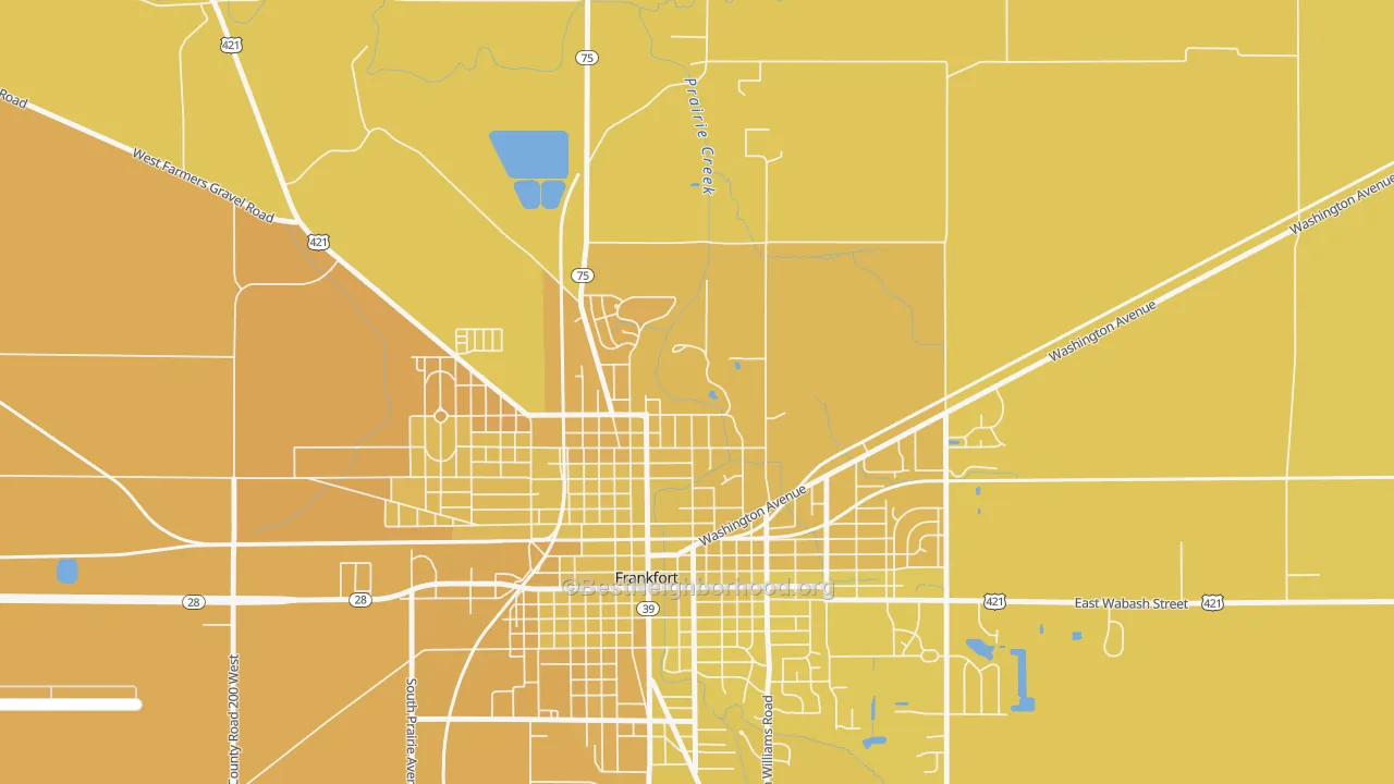 Map of the best neighborhoods in the Kentwood area, with better matches in green and worse matches in red