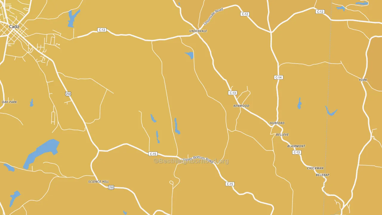 Map of the best neighborhoods in the Kenwood area, with better matches in green and worse matches in red