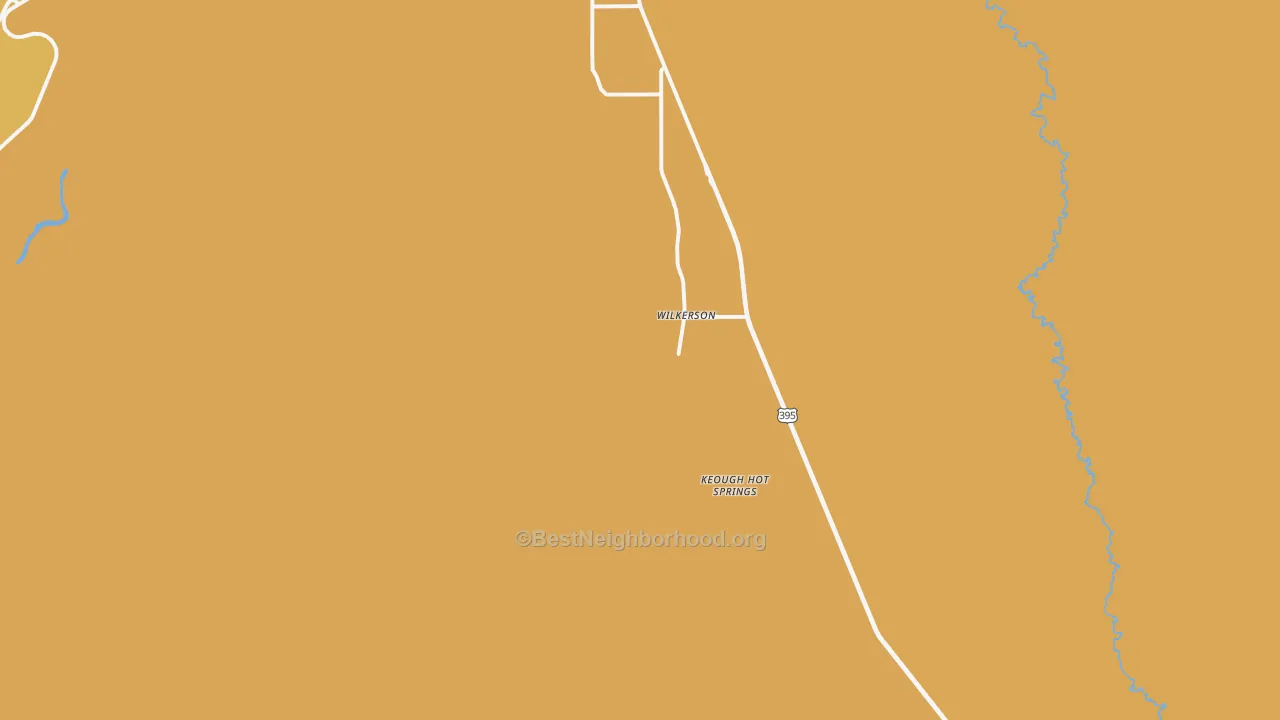 Map of the best neighborhoods in the Keough Hot Springs area, with better matches in green and worse matches in red