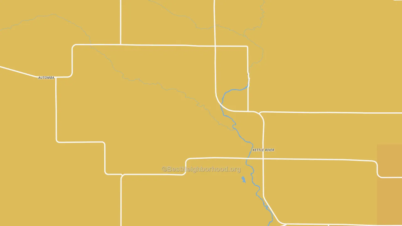 Map of the best neighborhoods in the Kettle River area, with better matches in green and worse matches in red