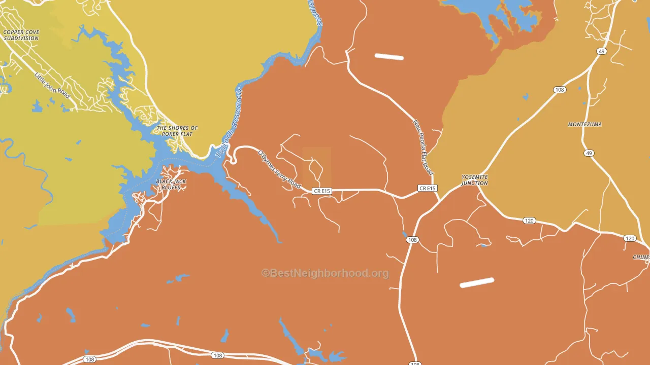 Map of the best neighborhoods in the Keystone area, with better matches in green and worse matches in red