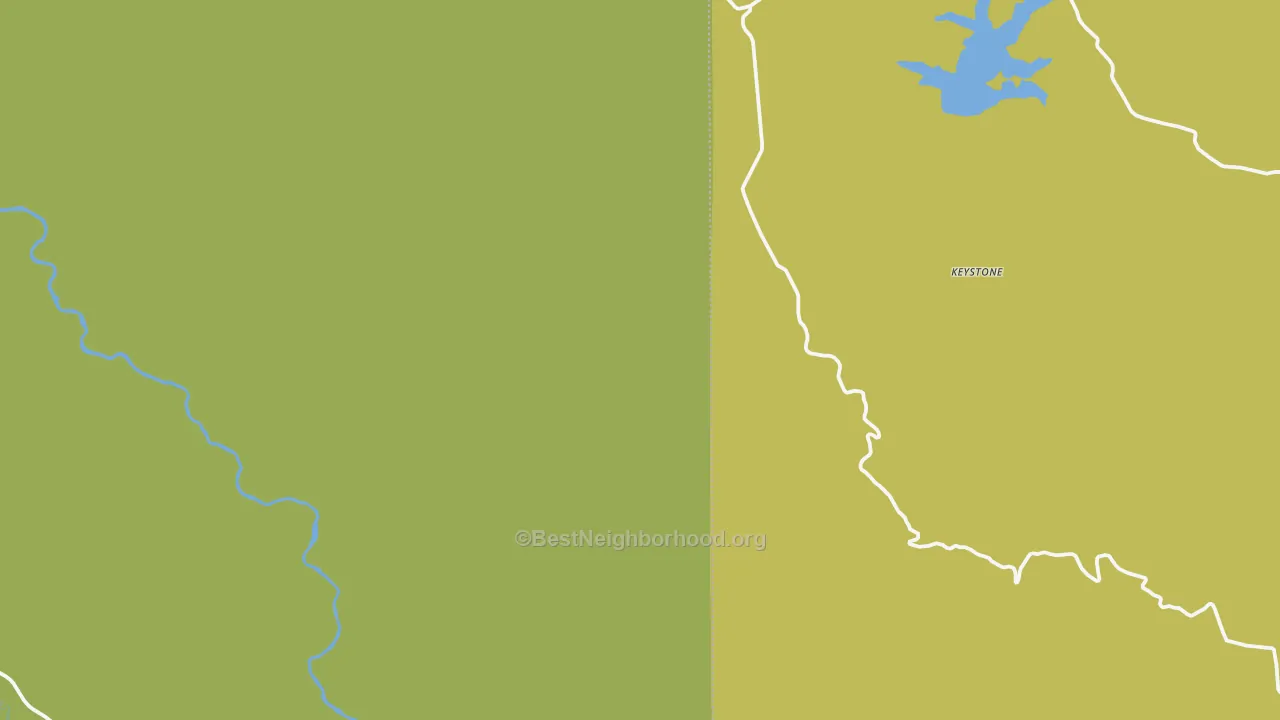 Map of the best neighborhoods in the Keystone area, with better matches in green and worse matches in red