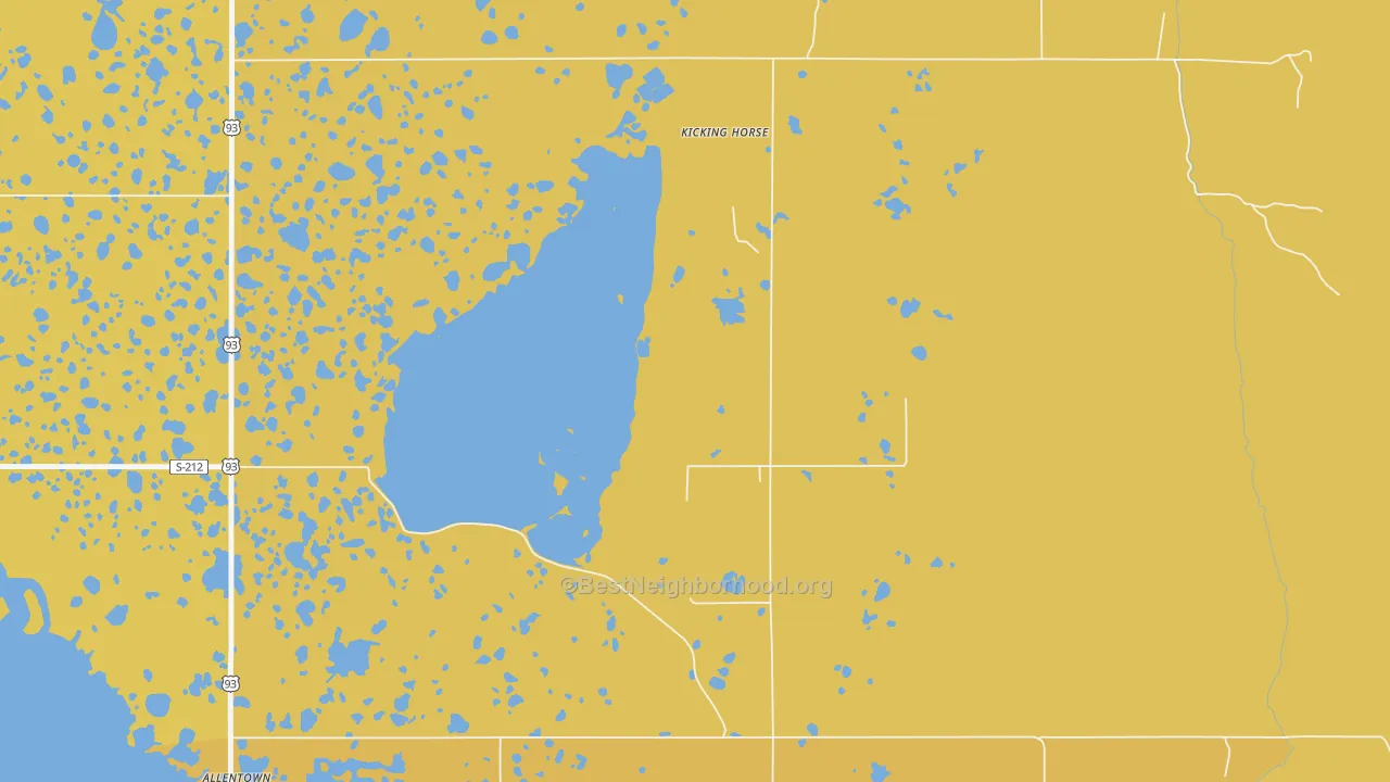 Map of the best neighborhoods in the Kicking Horse area, with better matches in green and worse matches in red