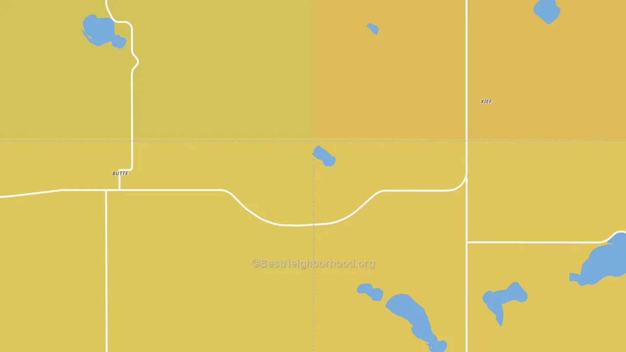 Map of the best neighborhoods in the Kief area, with better matches in green and worse matches in red