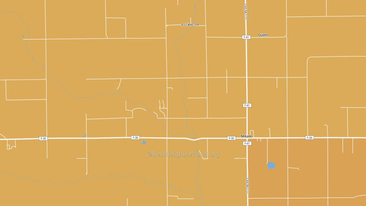 Map of the best neighborhoods in the Killmaster area, with better matches in green and worse matches in red