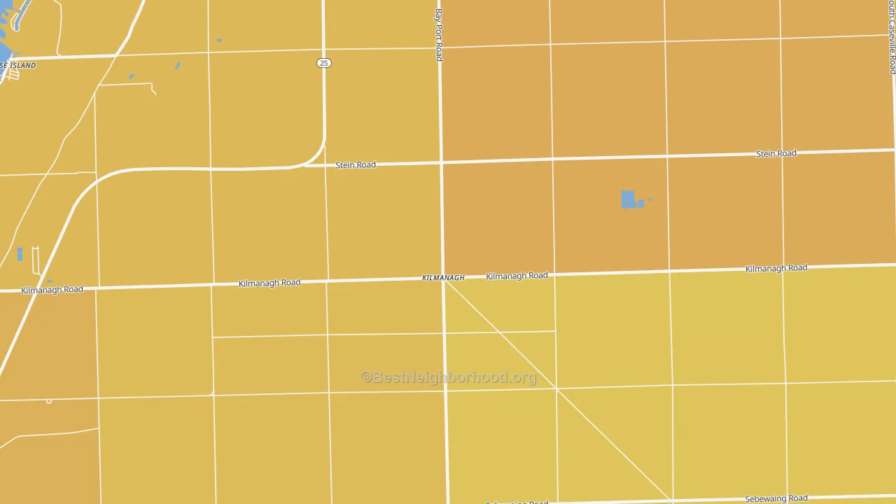 Map of the best neighborhoods in the Kilmanagh area, with better matches in green and worse matches in red