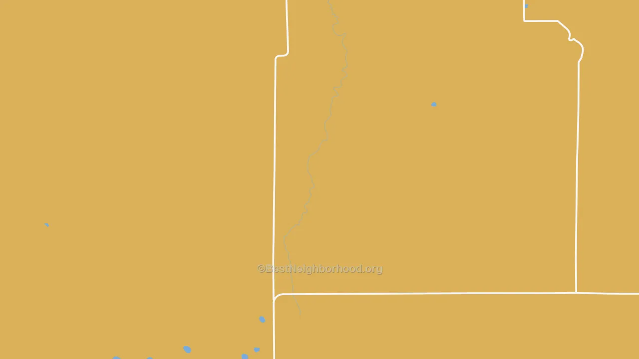 Map of the best neighborhoods in the Kim area, with better matches in green and worse matches in red