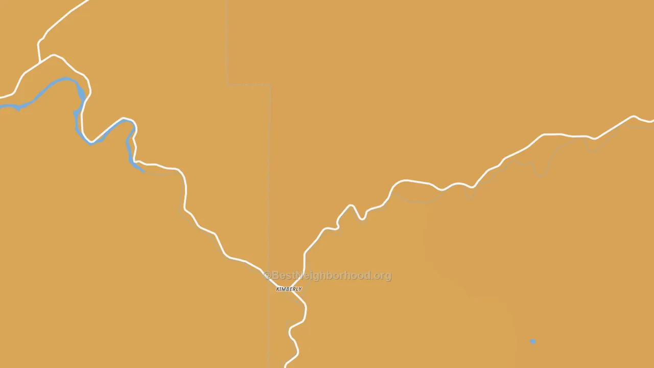 Map of the best neighborhoods in the Kimberly area, with better matches in green and worse matches in red