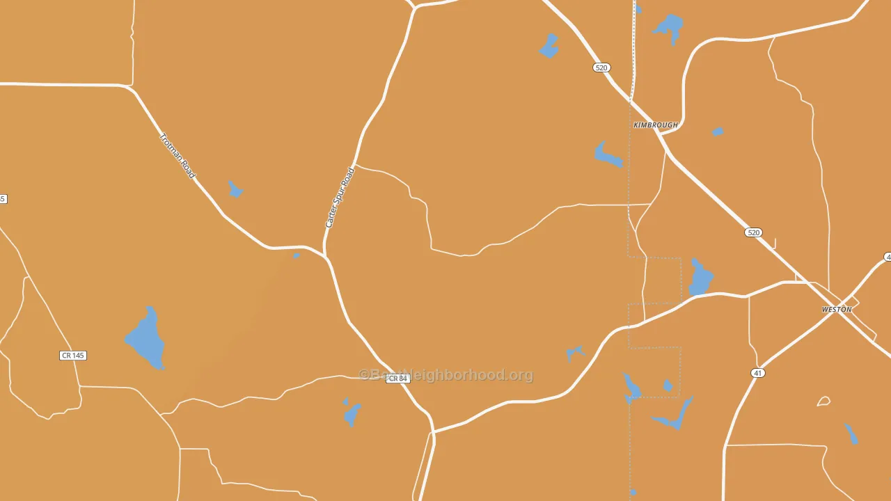 Map of the best neighborhoods in the Kimbrough area, with better matches in green and worse matches in red