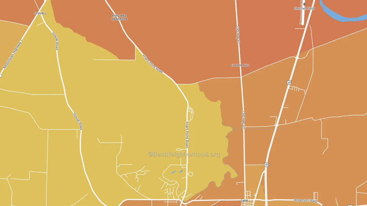 Map of the best neighborhoods in the King and Anderson area, with better matches in green and worse matches in red