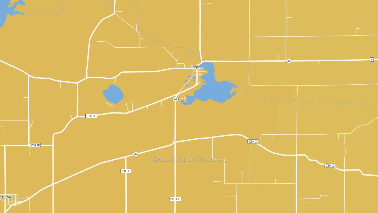 Map of the best neighborhoods in the Kingston area, with better matches in green and worse matches in red