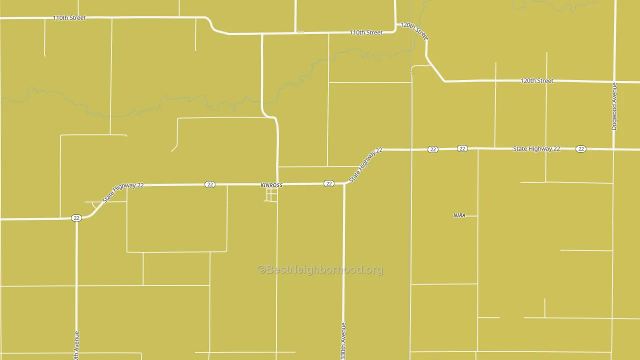 Map of the best neighborhoods in the Kinross area, with better matches in green and worse matches in red