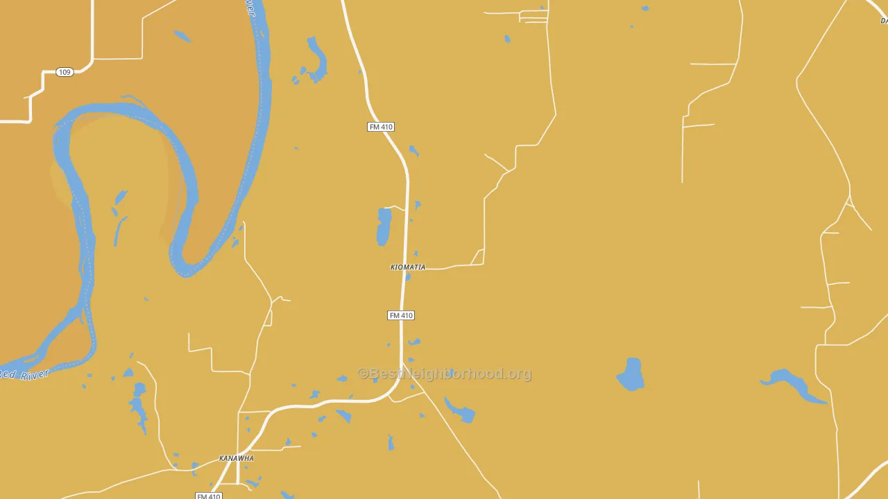 Map of the best neighborhoods in the Kiomatia area, with better matches in green and worse matches in red