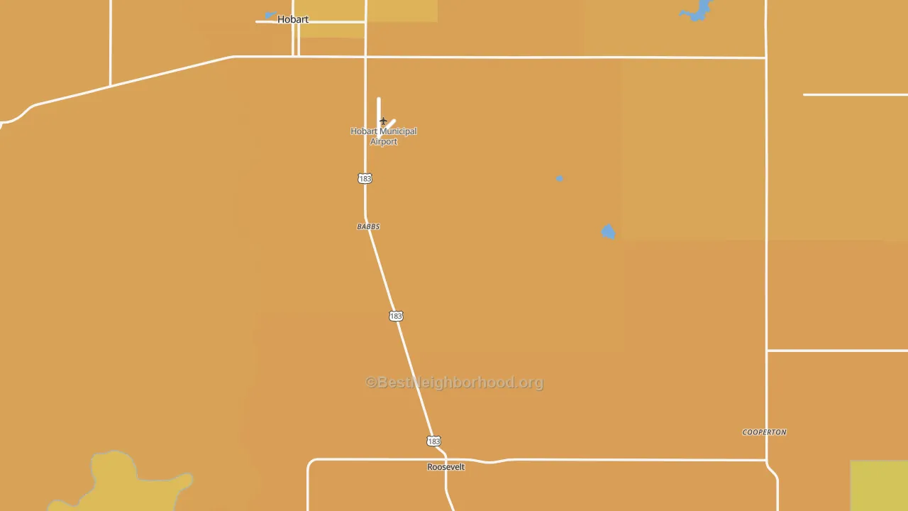 Map of the best neighborhoods in the Kiowa County area, with better matches in green and worse matches in red