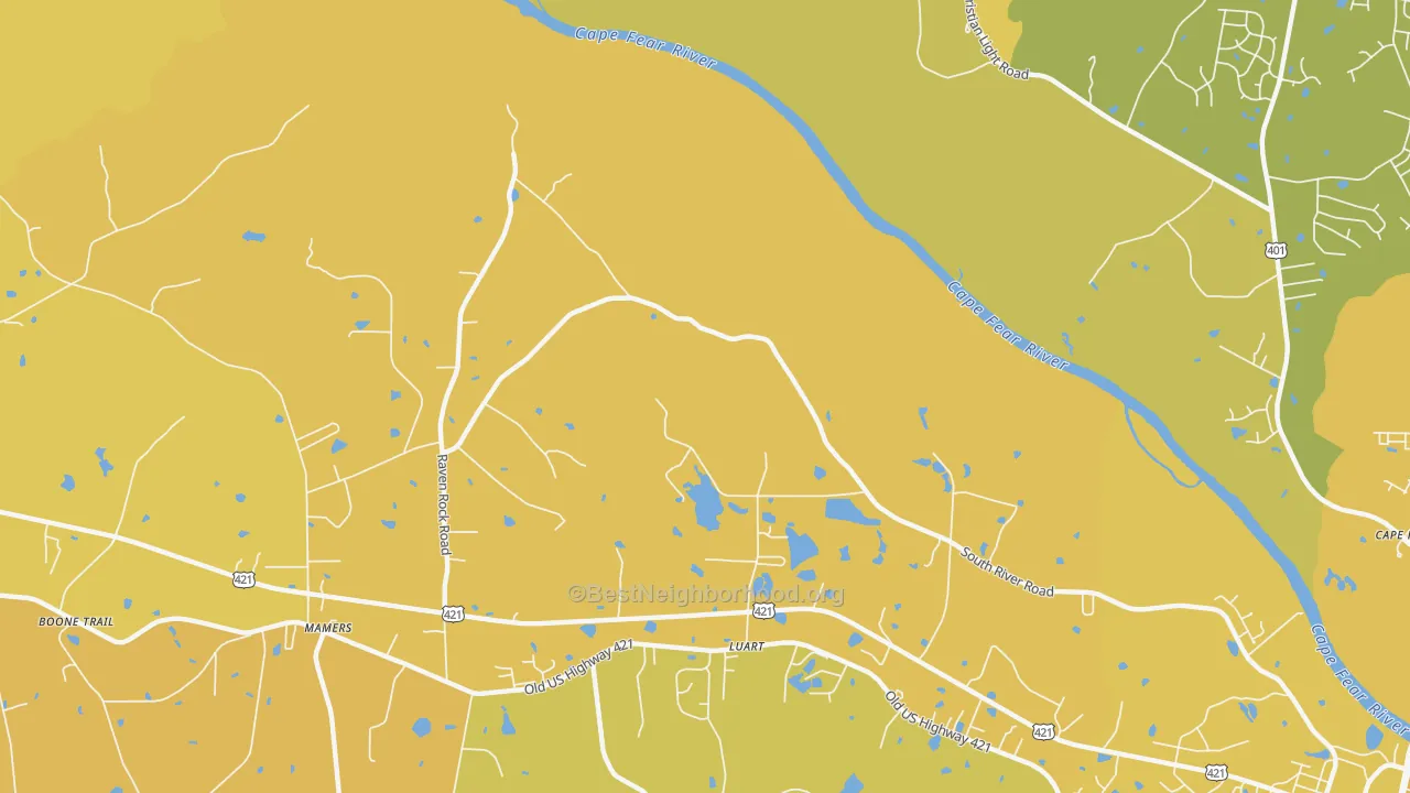 Map of the best neighborhoods in the Kipling area, with better matches in green and worse matches in red