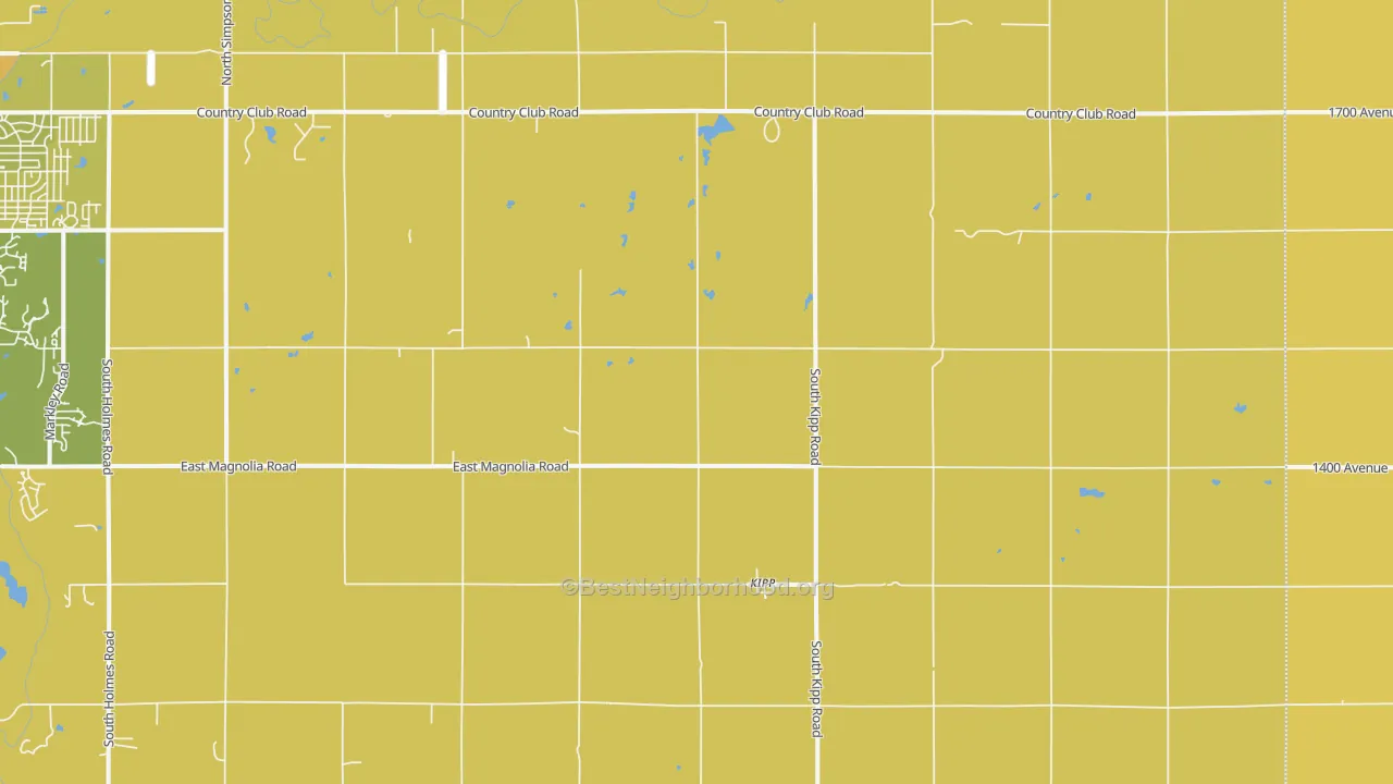 Map of the best neighborhoods in the Kipp area, with better matches in green and worse matches in red