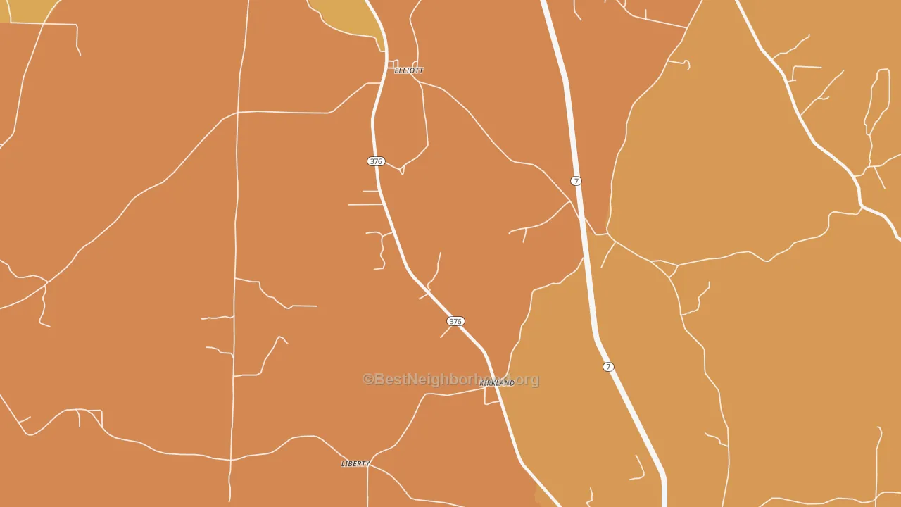 Map of the best neighborhoods in the Kirkland area, with better matches in green and worse matches in red