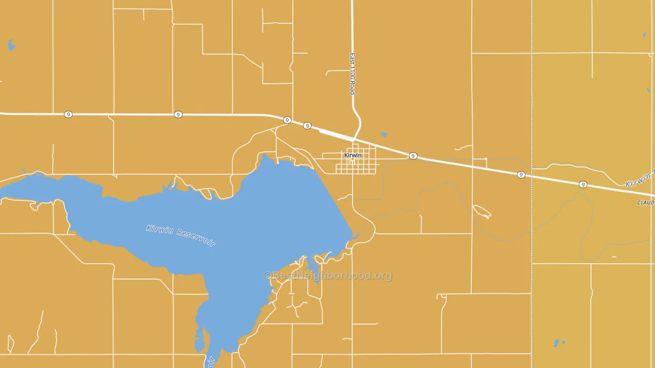 Map of the best neighborhoods in the Kirwin area, with better matches in green and worse matches in red