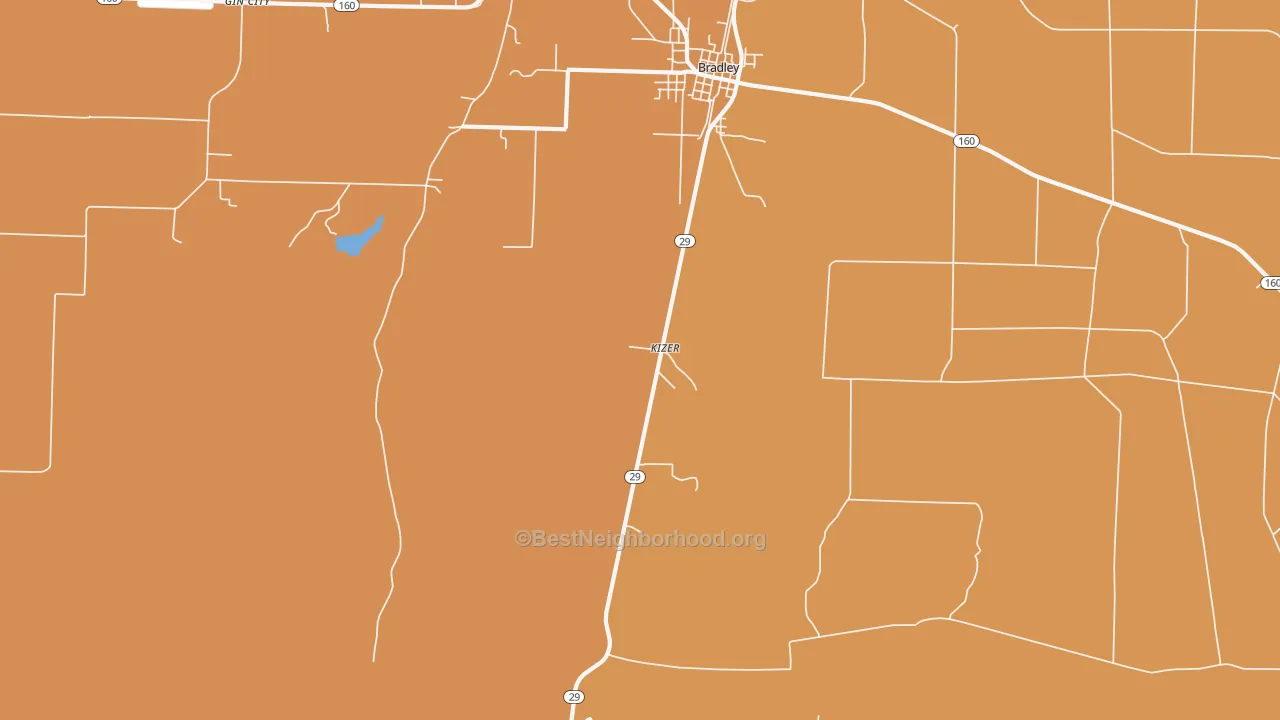 Map of the best neighborhoods in the Kizer area, with better matches in green and worse matches in red