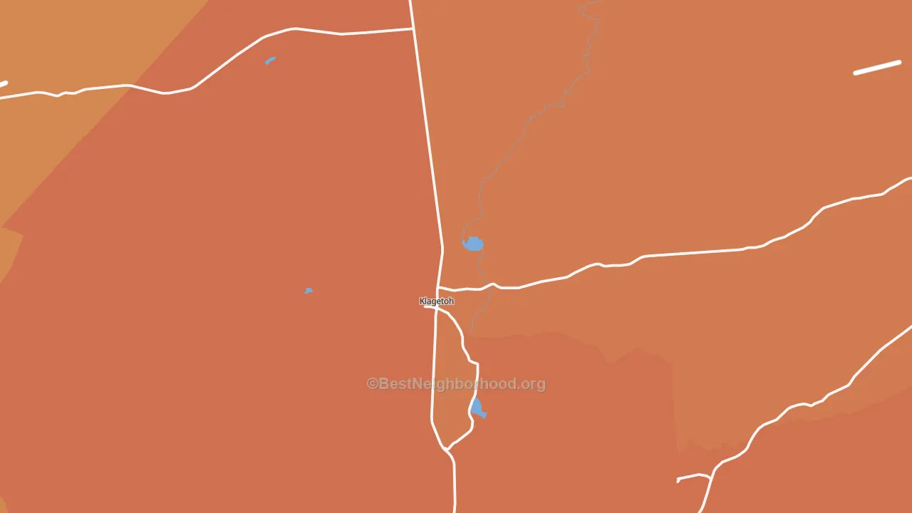 Map of the best neighborhoods in the Klagetoh area, with better matches in green and worse matches in red