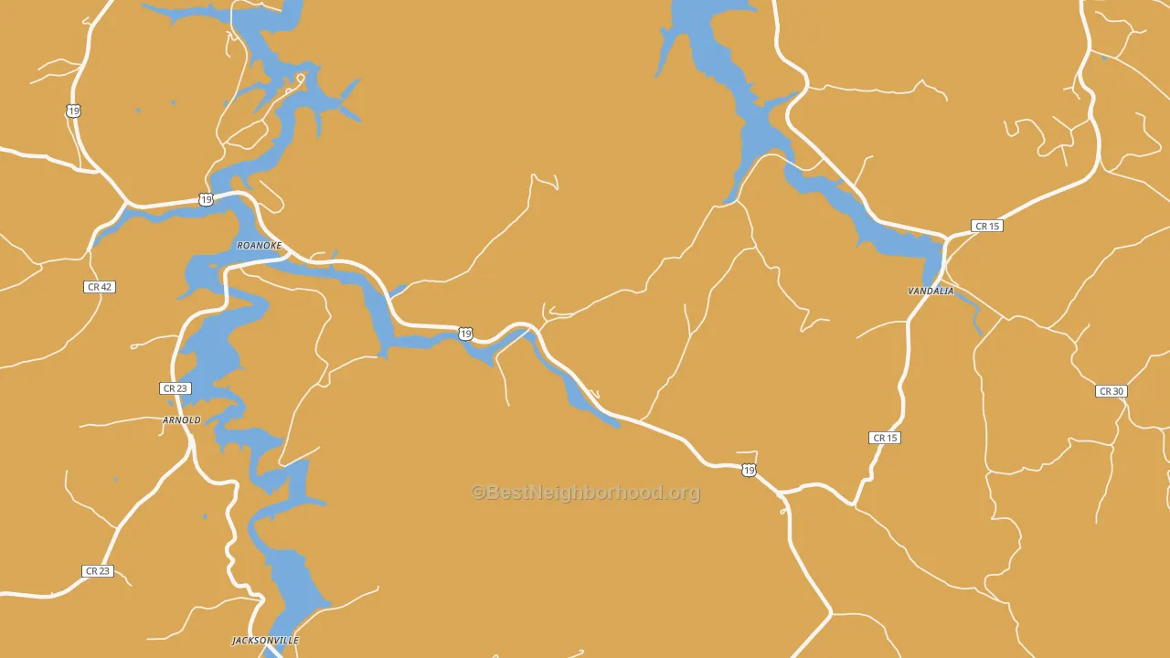 Map of the best neighborhoods in the Knawl area, with better matches in green and worse matches in red