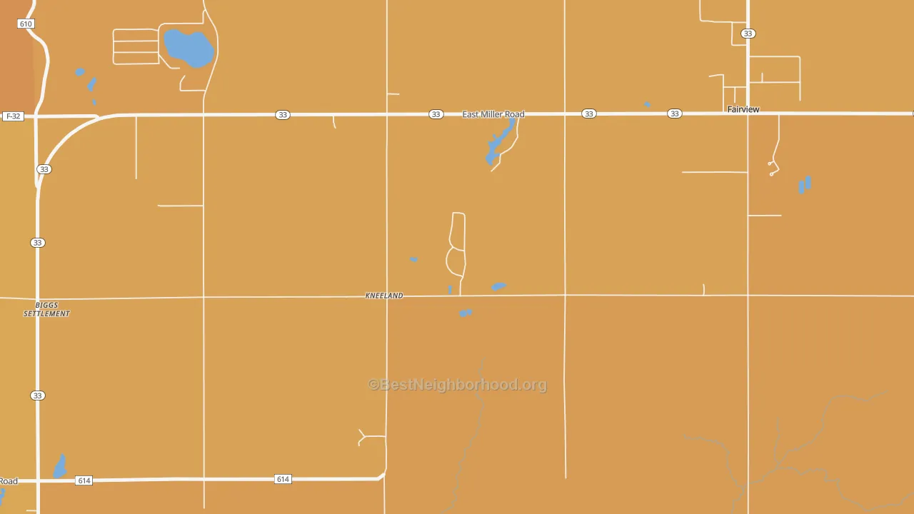 Map of the best neighborhoods in the Kneeland area, with better matches in green and worse matches in red