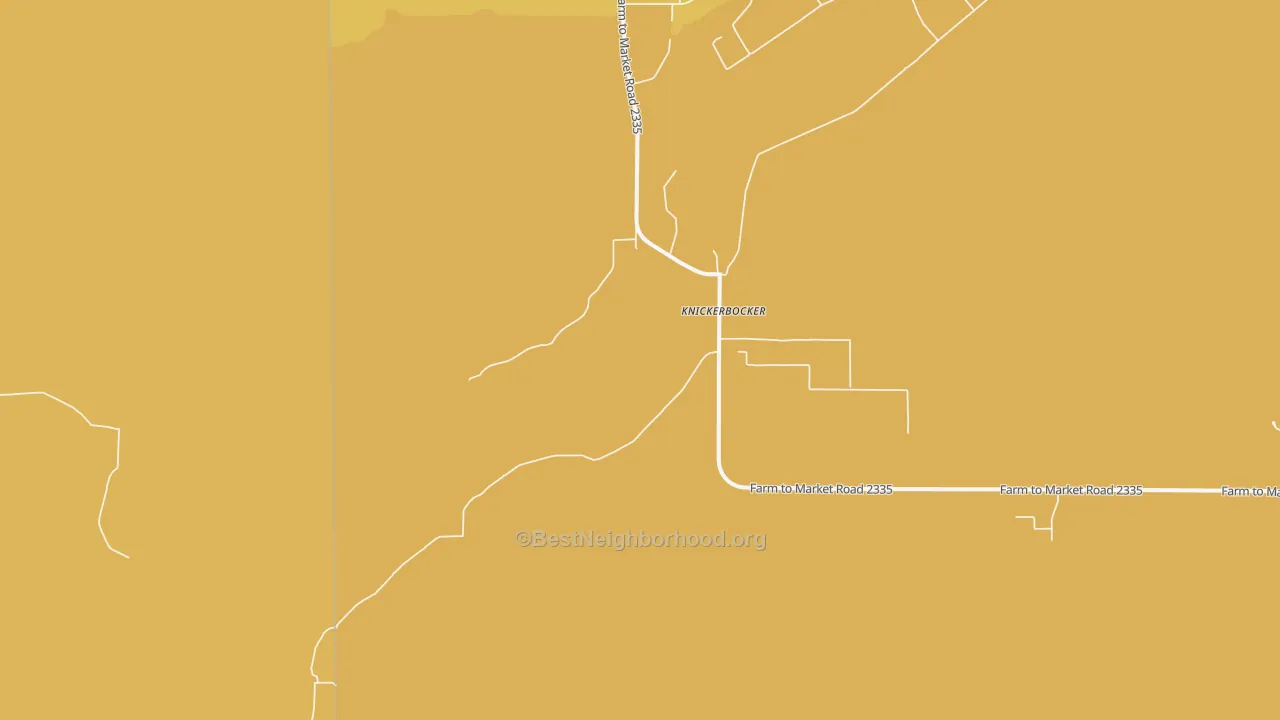 Map of the best neighborhoods in the Knickerbocker area, with better matches in green and worse matches in red