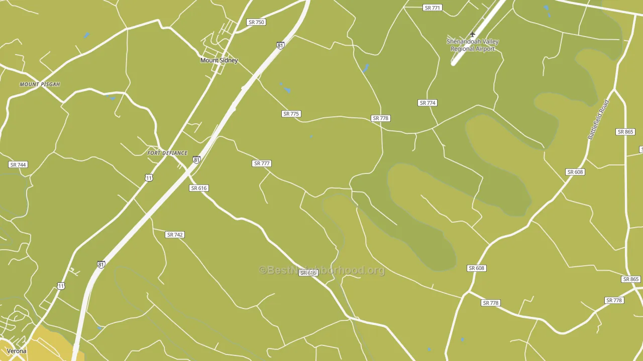 Map of the best neighborhoods in the Knightly area, with better matches in green and worse matches in red