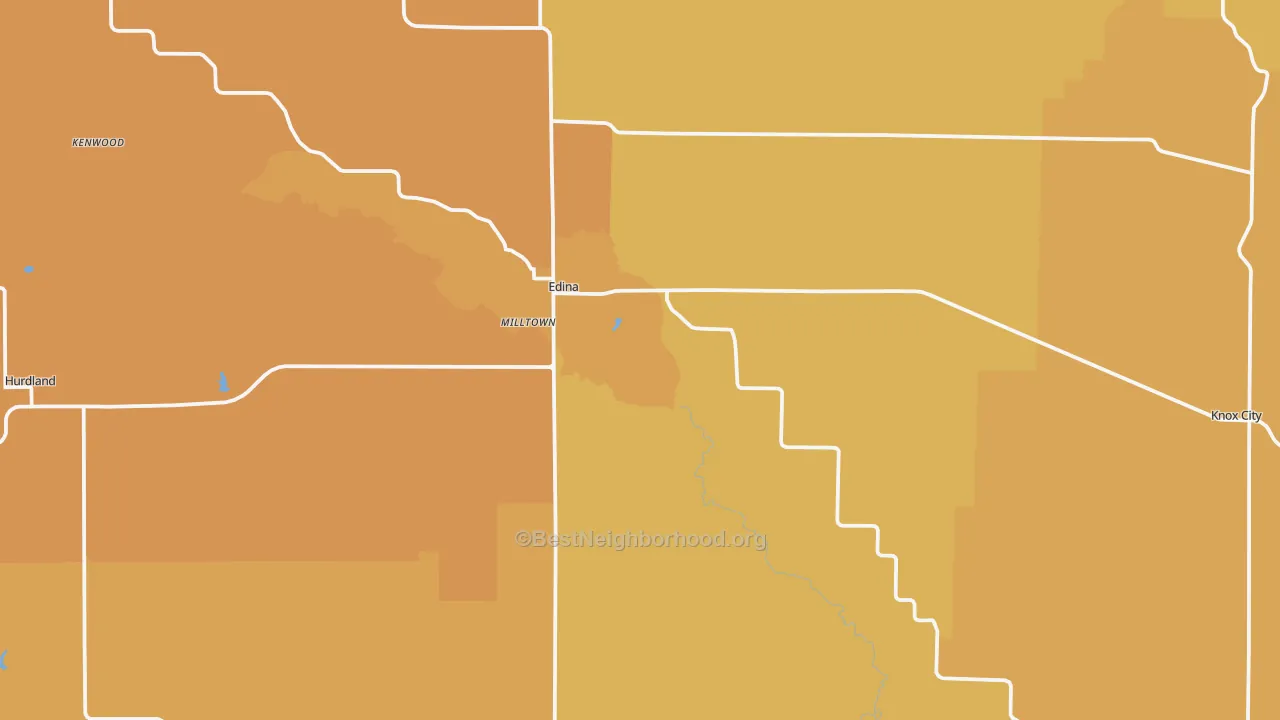 Map of the best neighborhoods in the Knox County area, with better matches in green and worse matches in red