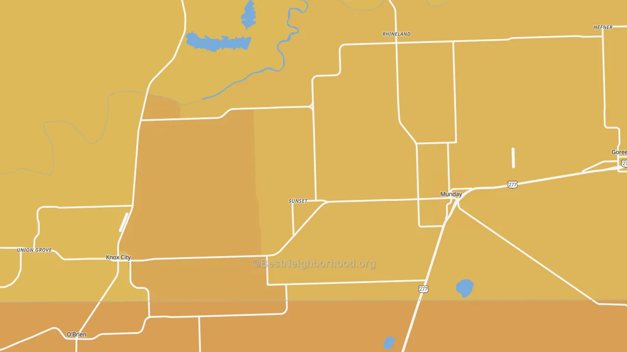 Map of the best neighborhoods in the Knox County area, with better matches in green and worse matches in red