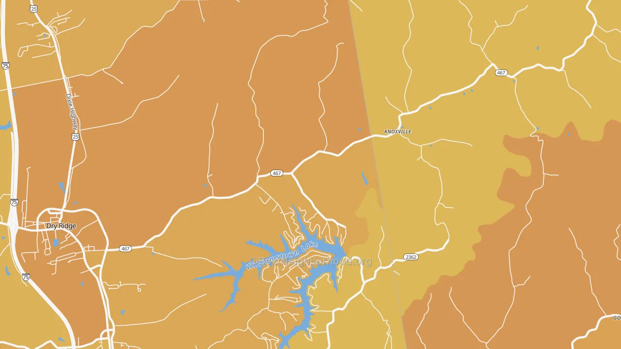 Map of the best neighborhoods in the Knoxville area, with better matches in green and worse matches in red