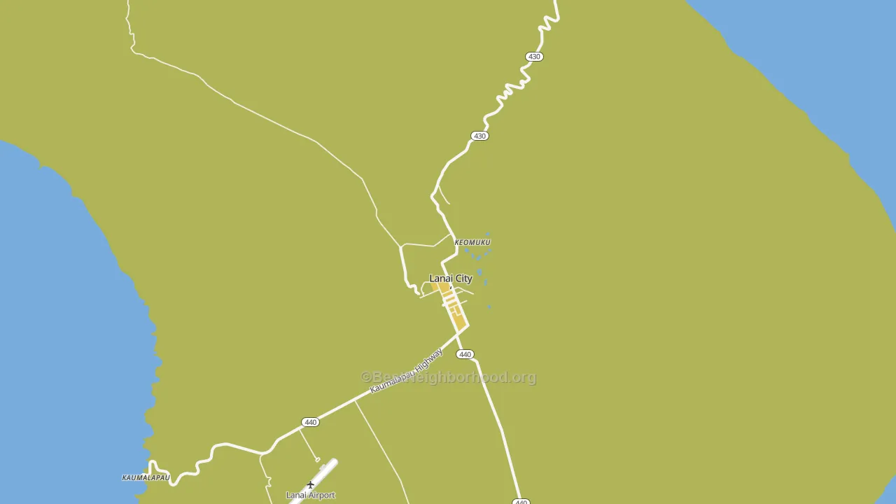 Map of the best neighborhoods in the Koele area, with better matches in green and worse matches in red