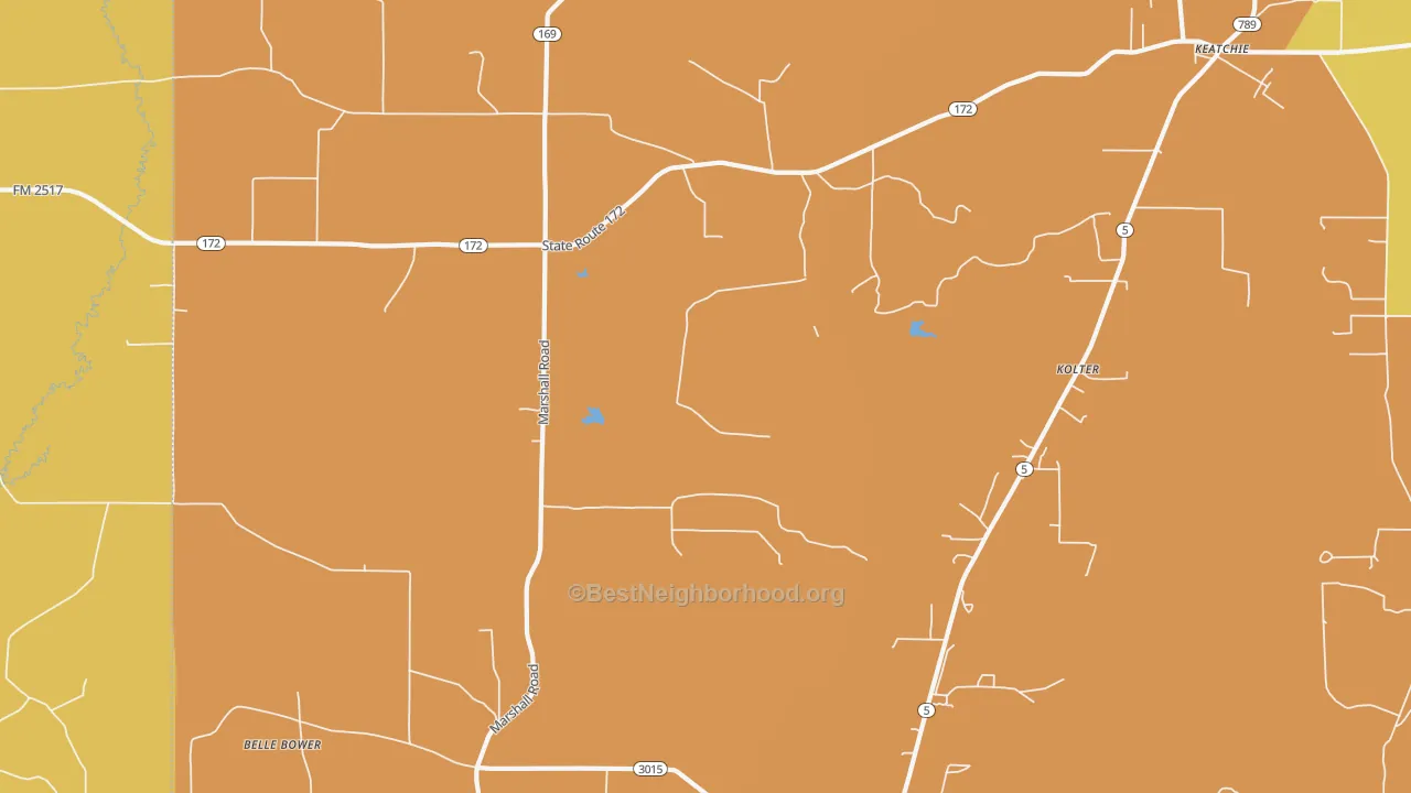 Map of the best neighborhoods in the Kolter area, with better matches in green and worse matches in red